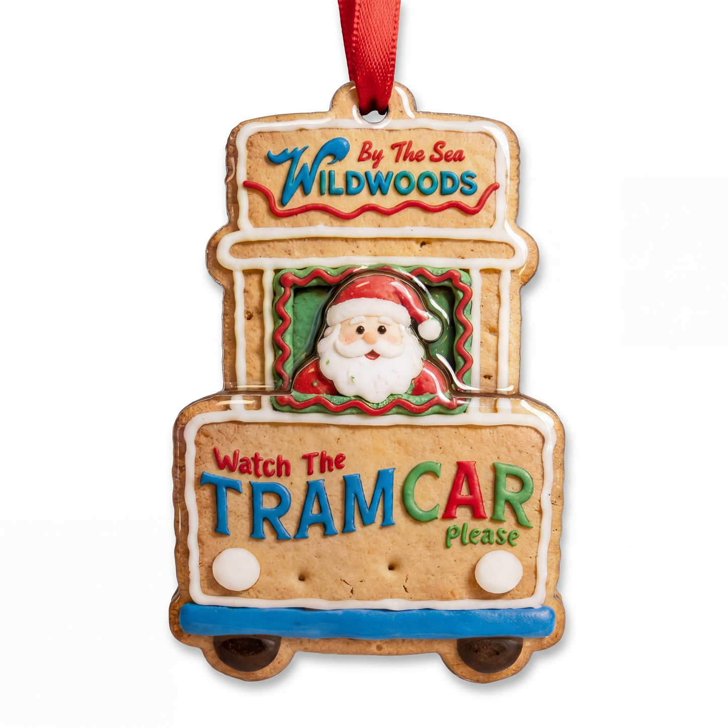 Santa Gingerbread Tramcar Ornament