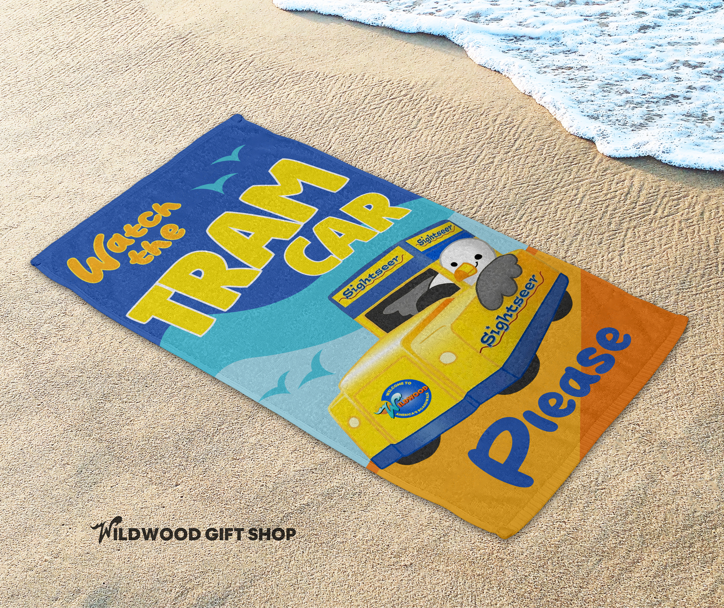 Tramcar with Seagull Towel