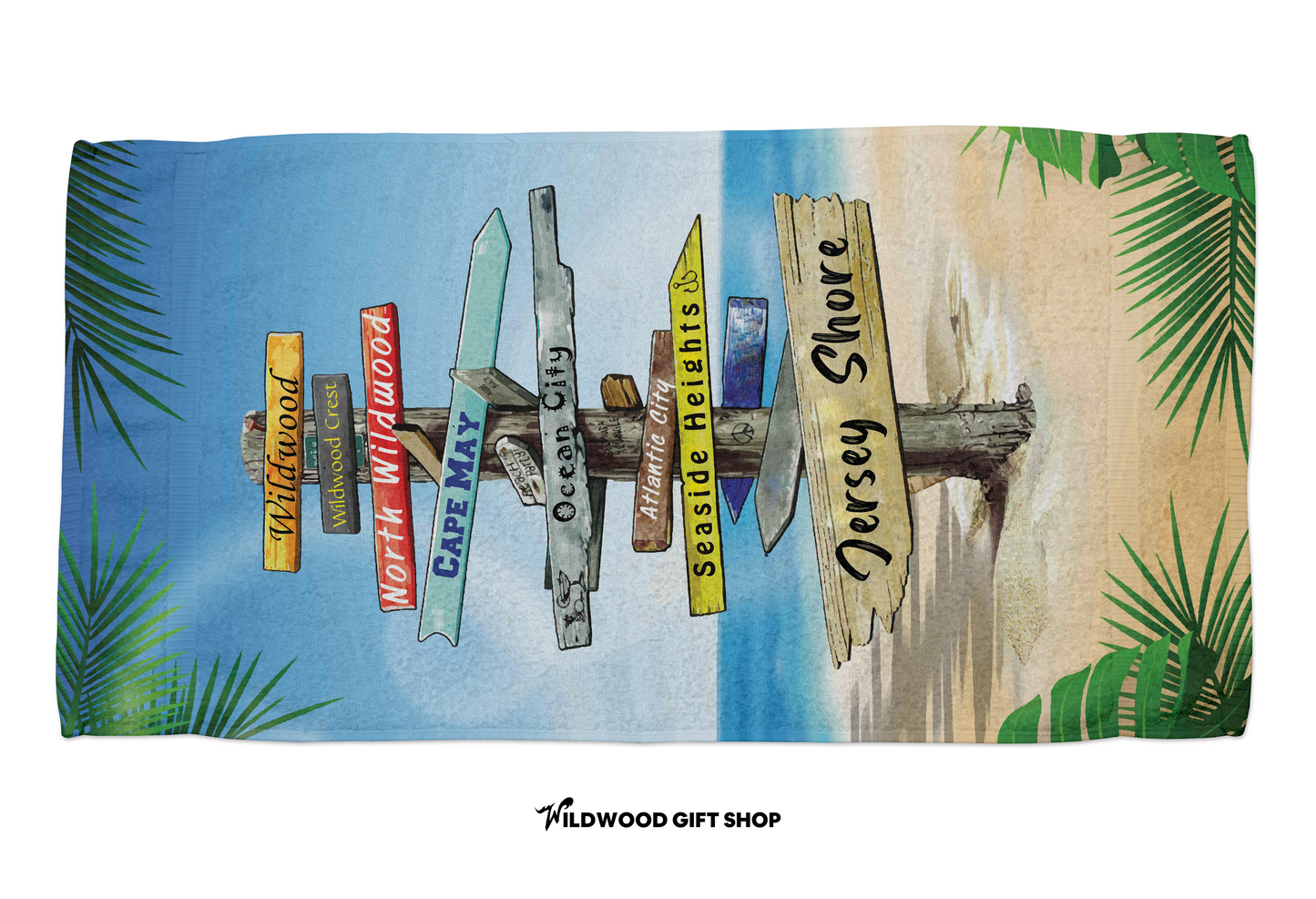 Jersey Shore Beach Sign Towel - Wildwood Gift Shop