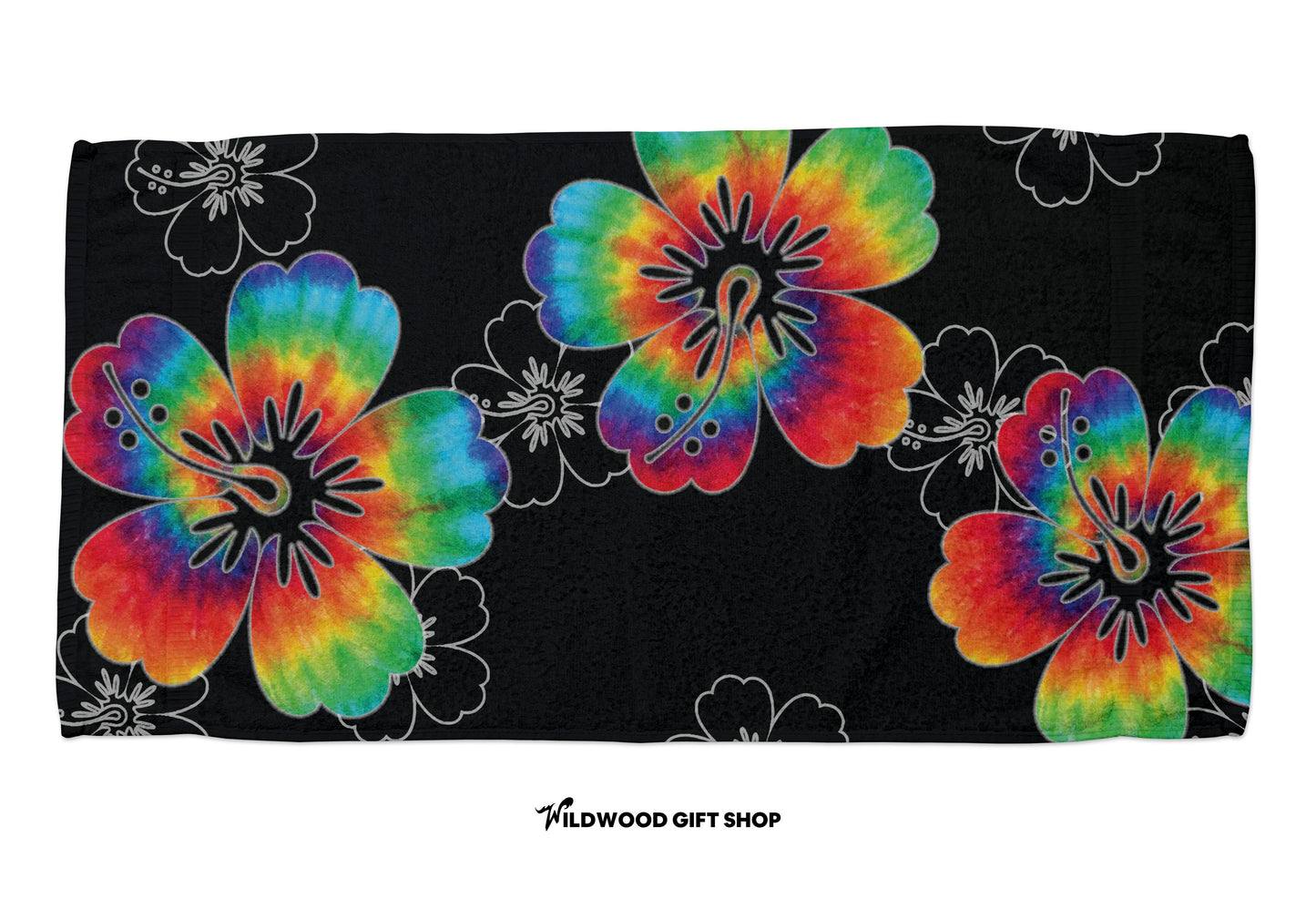 Black and flowers Beach Towel (30x60)