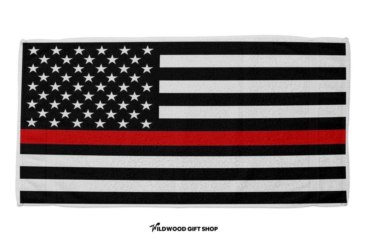 USA Flag - Fallen Firefighter Beach Towel (30"x60")