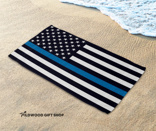 USA Flag - Fallen Officer Beach Towel (30"x60")