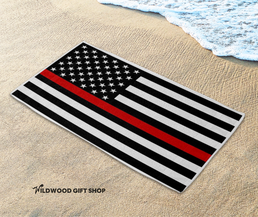 USA Flag - Fallen Firefighter Beach Towel (30"x60")