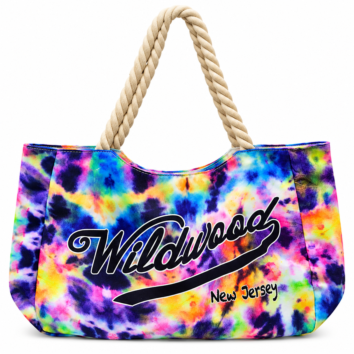 Vibrant Blue Tie-Dye Rope Handle Tote