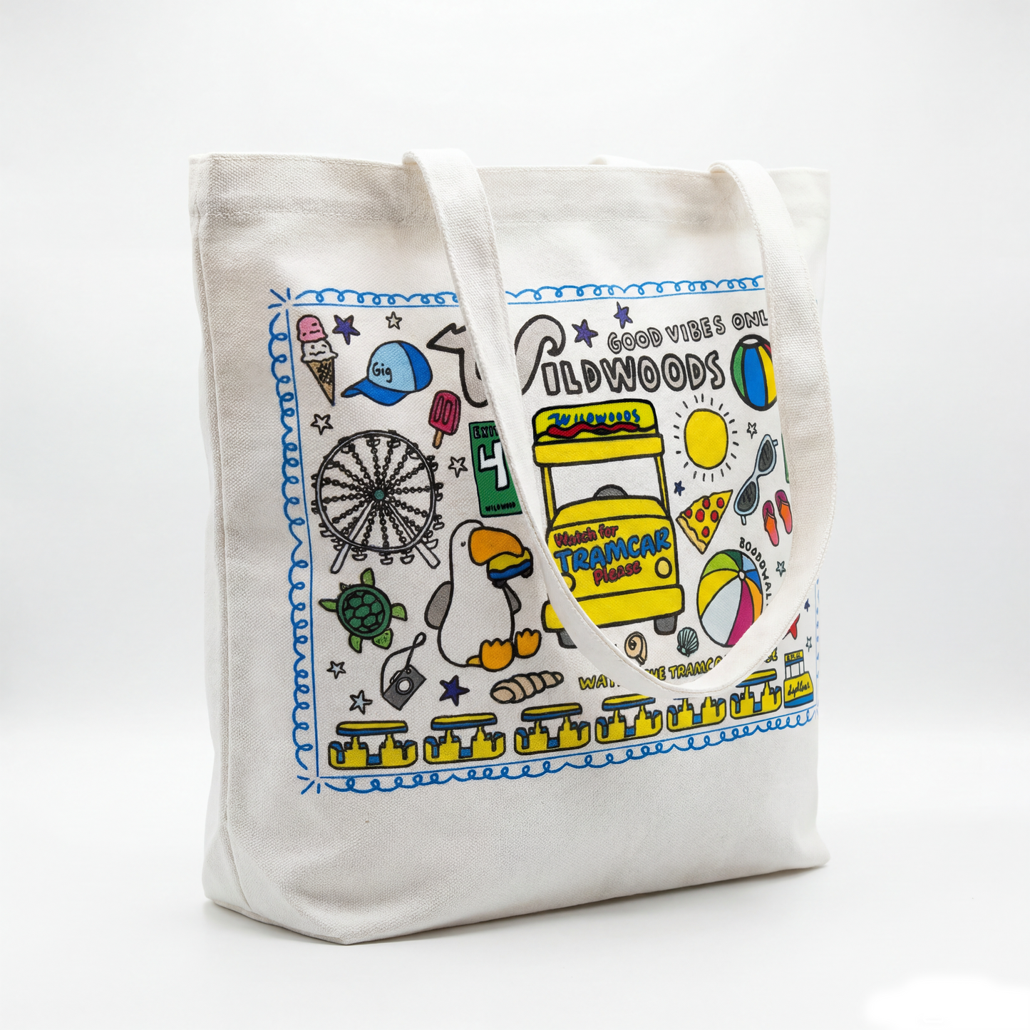 Wildwood Tramcar Collage Tote Bag