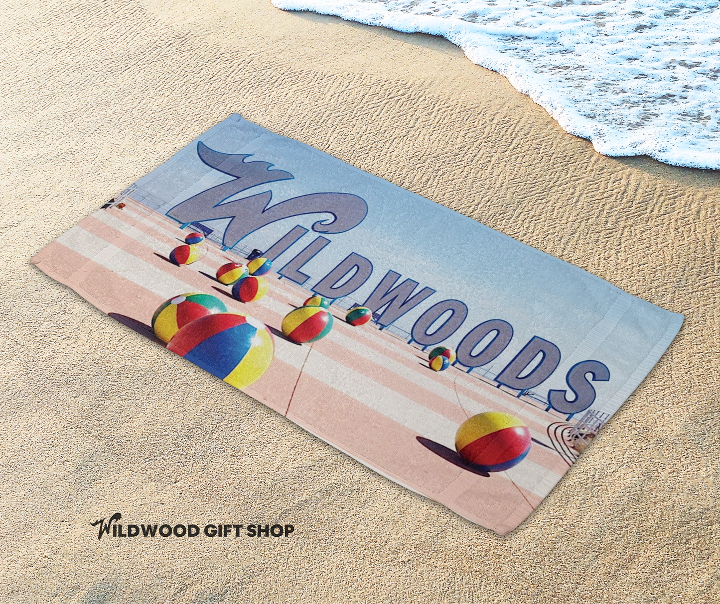 Wildwoods Beach Ball Sign Towel