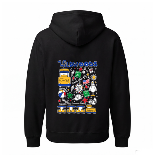 Wildwood Tramcar Collage Screen Printed Hoodie
