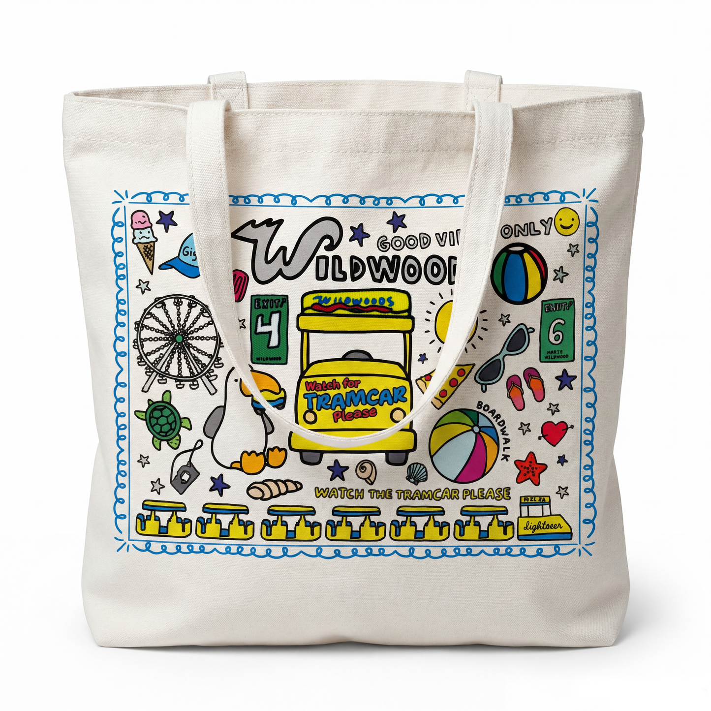 Wildwood Tramcar Collage Tote Bag