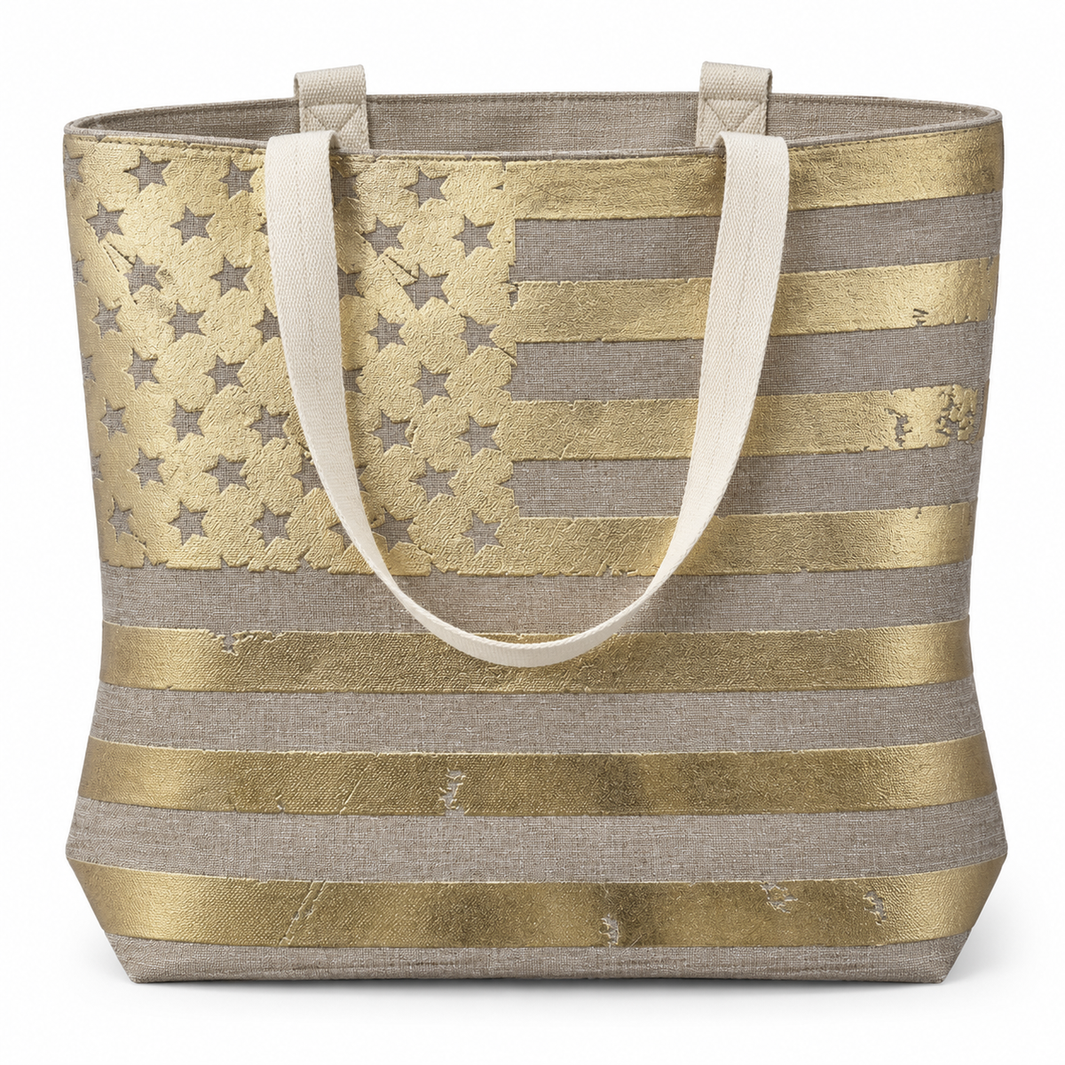 Golden American Flag Vintage Tote
