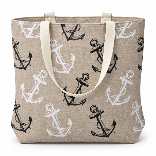 Classic Monochromatic Anchor Pattern Tote