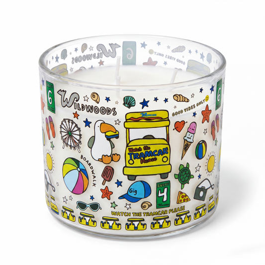 Wildwood Tramcar Collage Candle